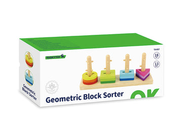 Sortator Forme Geometrice cu 4 Coloane | Jucărie Lemn 18+ luni