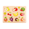 Puzzle Montessori din lemn cu fructe și 10 piese cu butoni pentru copii de peste 18 luni