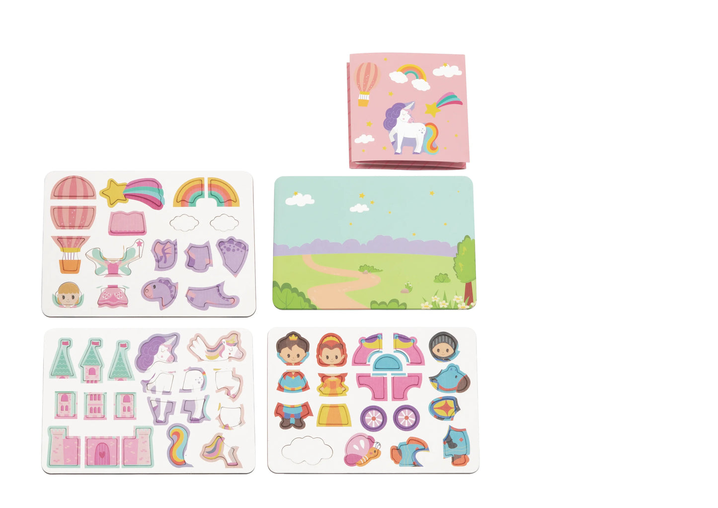 Puzzle magnetic cu unicorni și castele