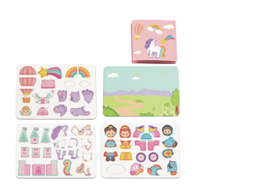 Puzzle magnetic cu unicorni și castele
