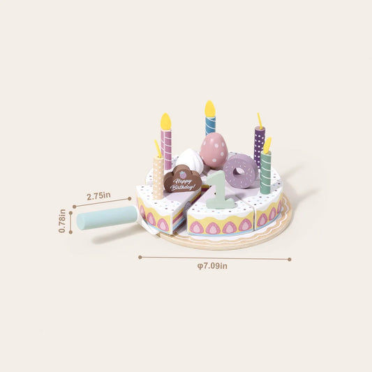set tort de jucărie din lemn cu felii detașabile