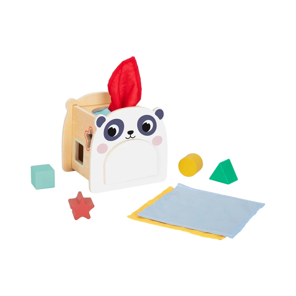 Jucărie senzorială din lemn pentru bebeluși, cutie de șervețele Montessori