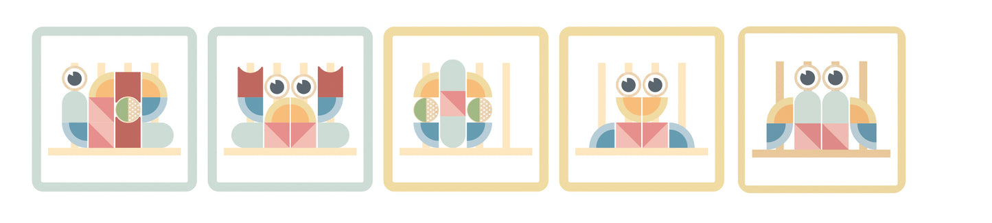 Crab stivuitor din lemn cu piese geometrice și modele incluse. Inspirat Montessori