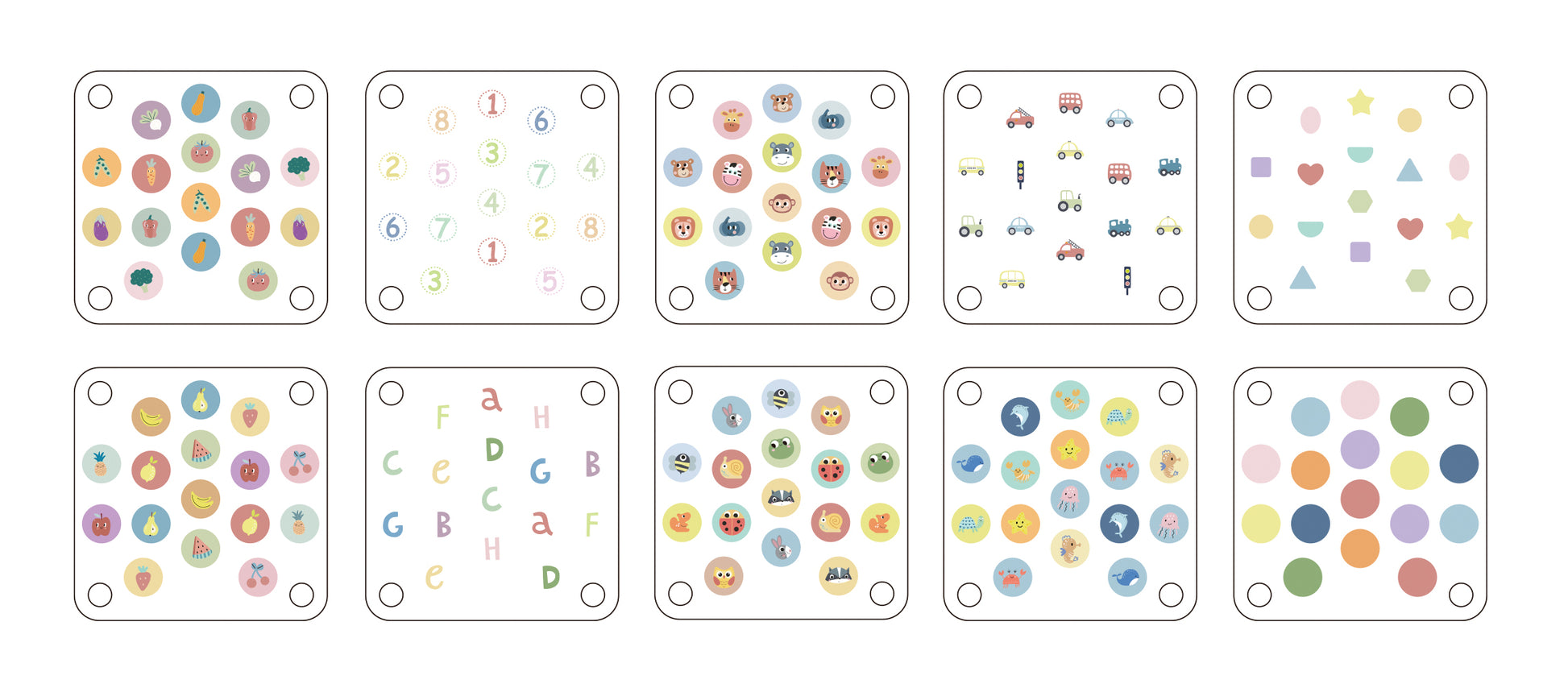 Joc de memorie cu copac și mere detașabile, cu planșe variate și simboluri ascunse