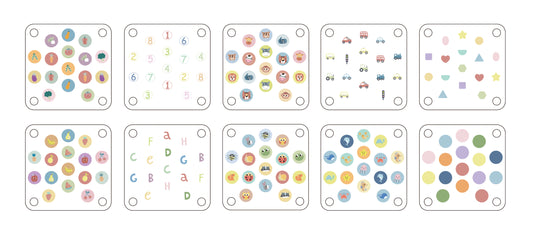 Joc de memorie cu copac și mere detașabile, cu planșe variate și simboluri ascunse