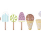 Set de înghețată din lemn pentru copii 3+ ani, cu 5 înghețate, linguriță și suport. Include cupă detașabilă cu magnet 