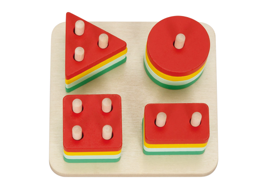 Sortator de forme geometrice din lemn, potrivit pentru copii de 24 luni+, Ajută la învățarea formelor și culorilor