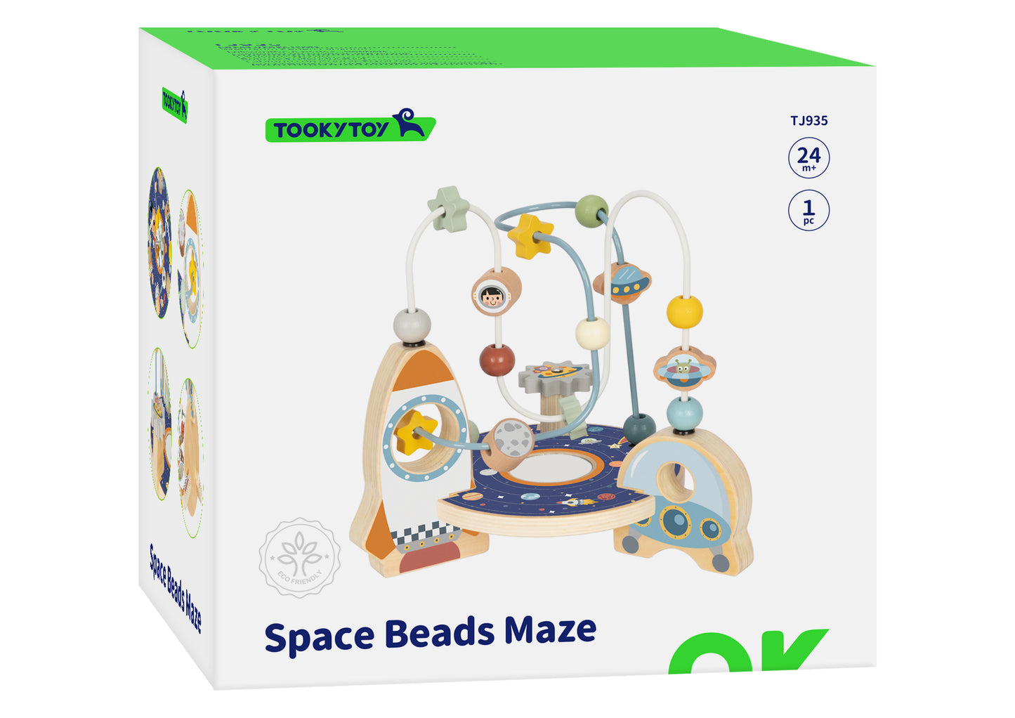 jucăria din lemn labirint cu temă Rachete & Spațiu, ideală pentru copii 24+ luni Dezvoltă motricitatea fină