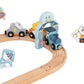 Stație de tren spațială din lemn cu șine, tren cosmic, cosmonauți și accesorii tematice. Set educativ și distractiv pentru copii 3 ani+