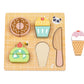 Puzzle din lemn de tăiat deserturi pentru copii – jucărie educativă și creativă