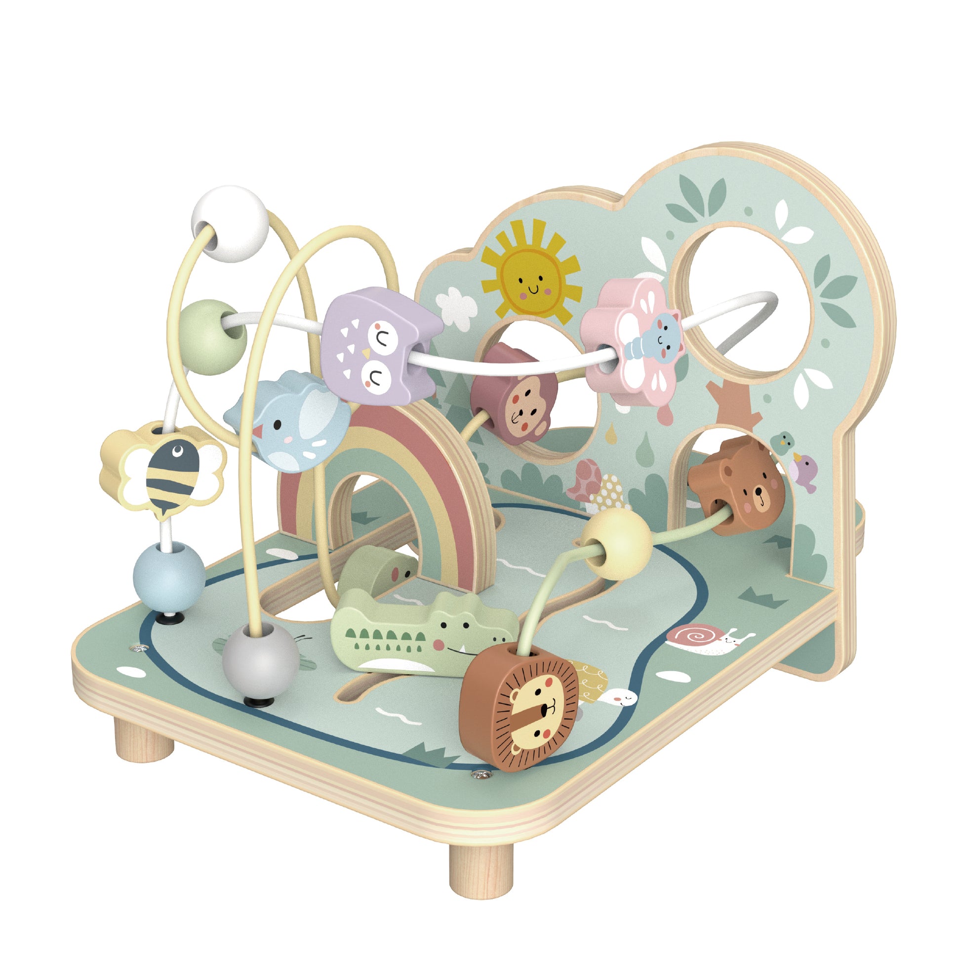 Labirint din lemn cu tematică junglă pentru copii 24+ luni. Dezvoltă motricitatea fină