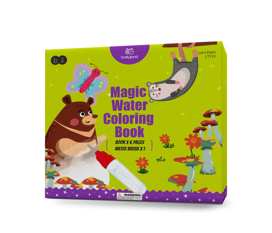 Carte de colorat cu apă și pensulă inclusă, activitate educativă și distractivă pentru copii