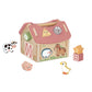 Casă din lemn în formă de fermă cu animale, sortator de forme geometrice și acoperiș detașabil