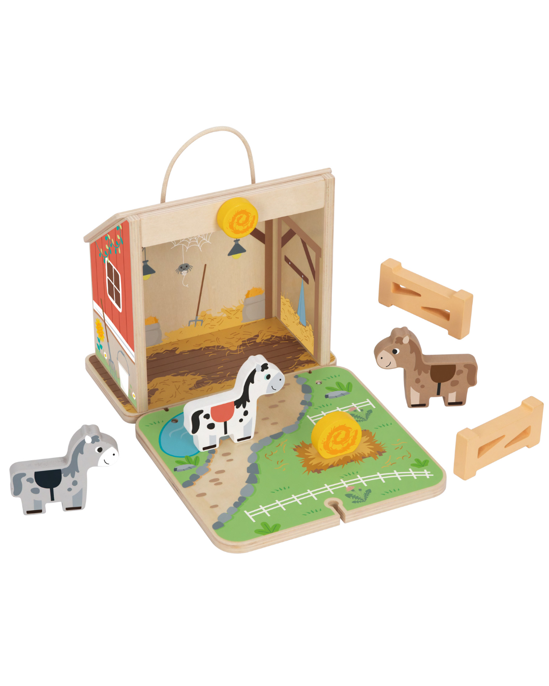 Ferma de cai pliabilă din lemn pentru copii – jucărie educativă