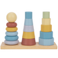 Jucărie din lemn de stivuit cu trei coloane colorate. Dezvoltă motricitatea fină, logica și coordonarea