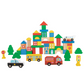 Set din lemn Montessori City Blocks cu blocuri colorate, vehicule, copaci, semafor și STOP. Perfect pentru construit orașe, joc educativ 