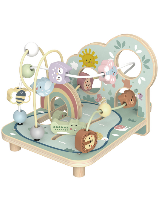 Labirint din lemn cu tematică junglă pentru copii 24+ luni. Dezvoltă motricitatea fină