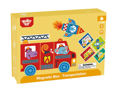 Cutie magnetică Tooky Toy cu vehicule, personaje și scenă de oraș. Joc creativ pentru copii 