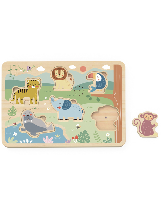 Puzzle cu sunete pentru copii 18+ luni, cu animale sălbatice