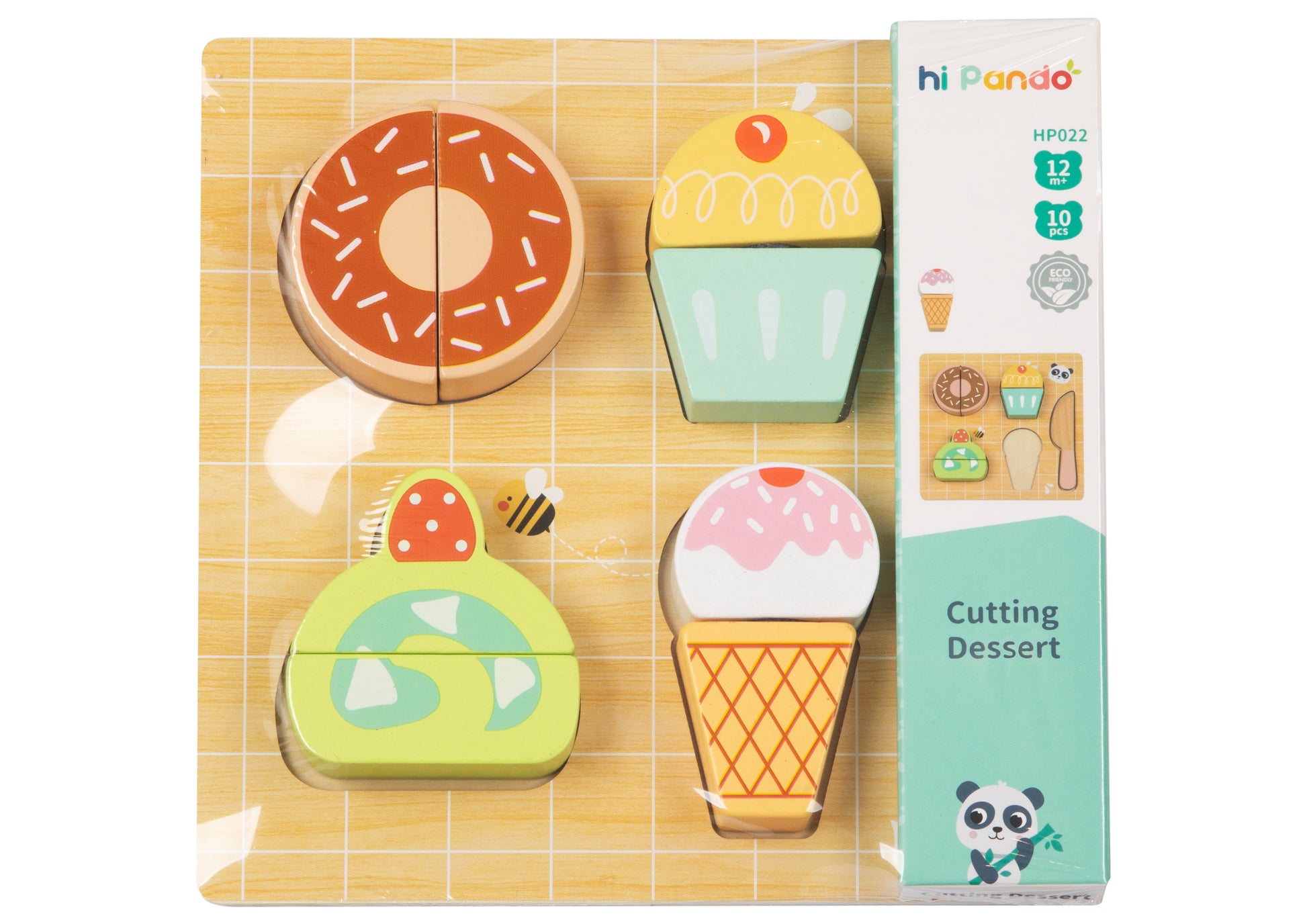 Puzzle din lemn de tăiat deserturi pentru copii – jucărie educativă și creativă