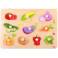 Puzzle încăstru din lemn cu legume, ideal pentru învățarea alimentelor și dezvoltarea motricității fine. 