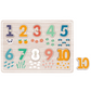 Puzzle încăstru din lemn cu numere de la 0 la 9, ideal pentru copii de 12 luni+, Piese groase și colorate