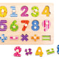 Puzzle din lemn cu numere 0–9 și semne matematice 