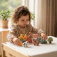 Figurine din lemn cu animale de fermă pentru activități de șnuruit Montessori