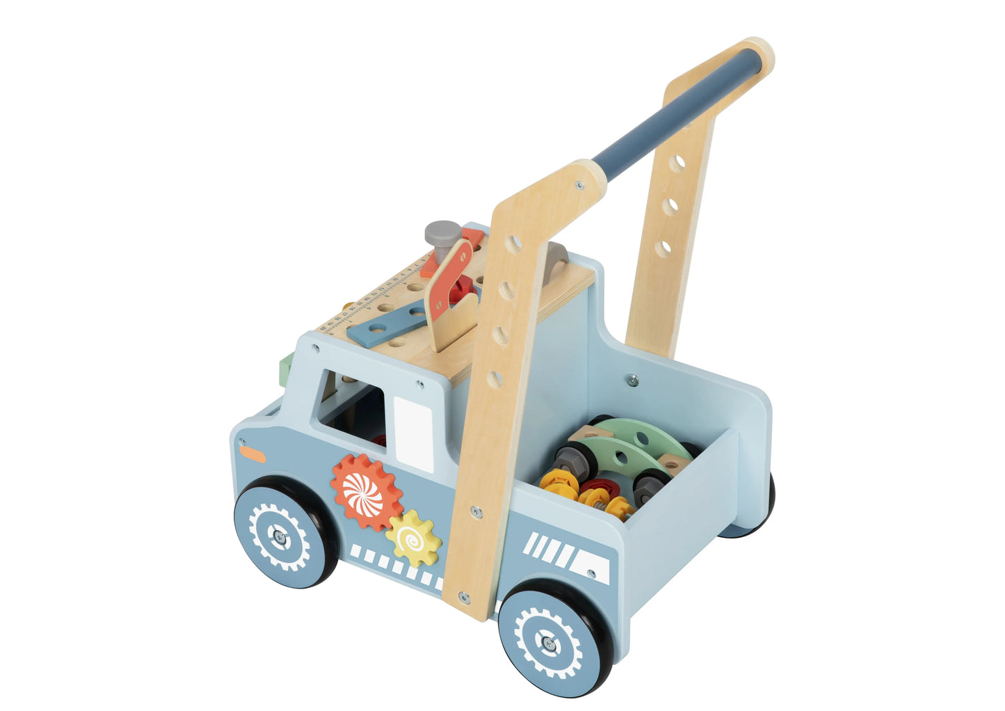 Jucărie 2 în 1 cu cărucior și atelier de construcții