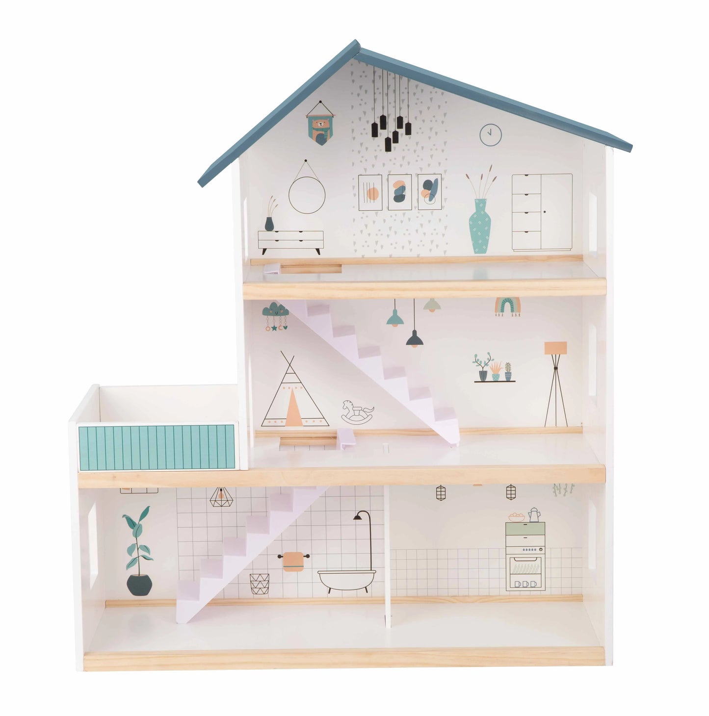 Căsuță de păpuși cu design deschis și accesorii