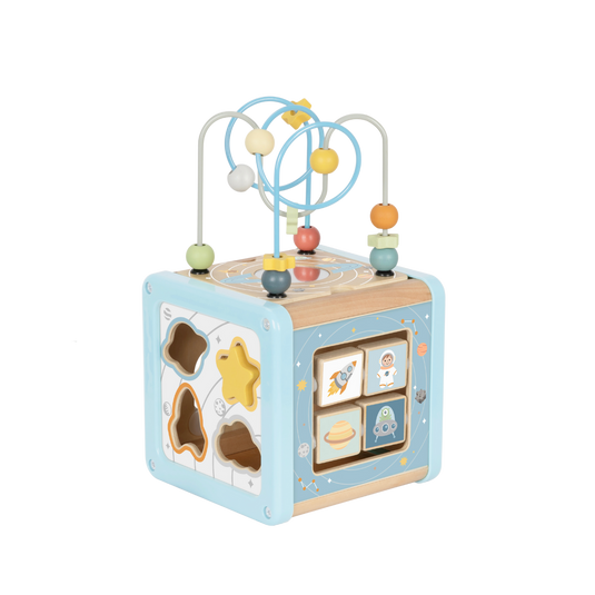 Cub educativ din lemn Montessori cu activități pentru copii, BabyRio