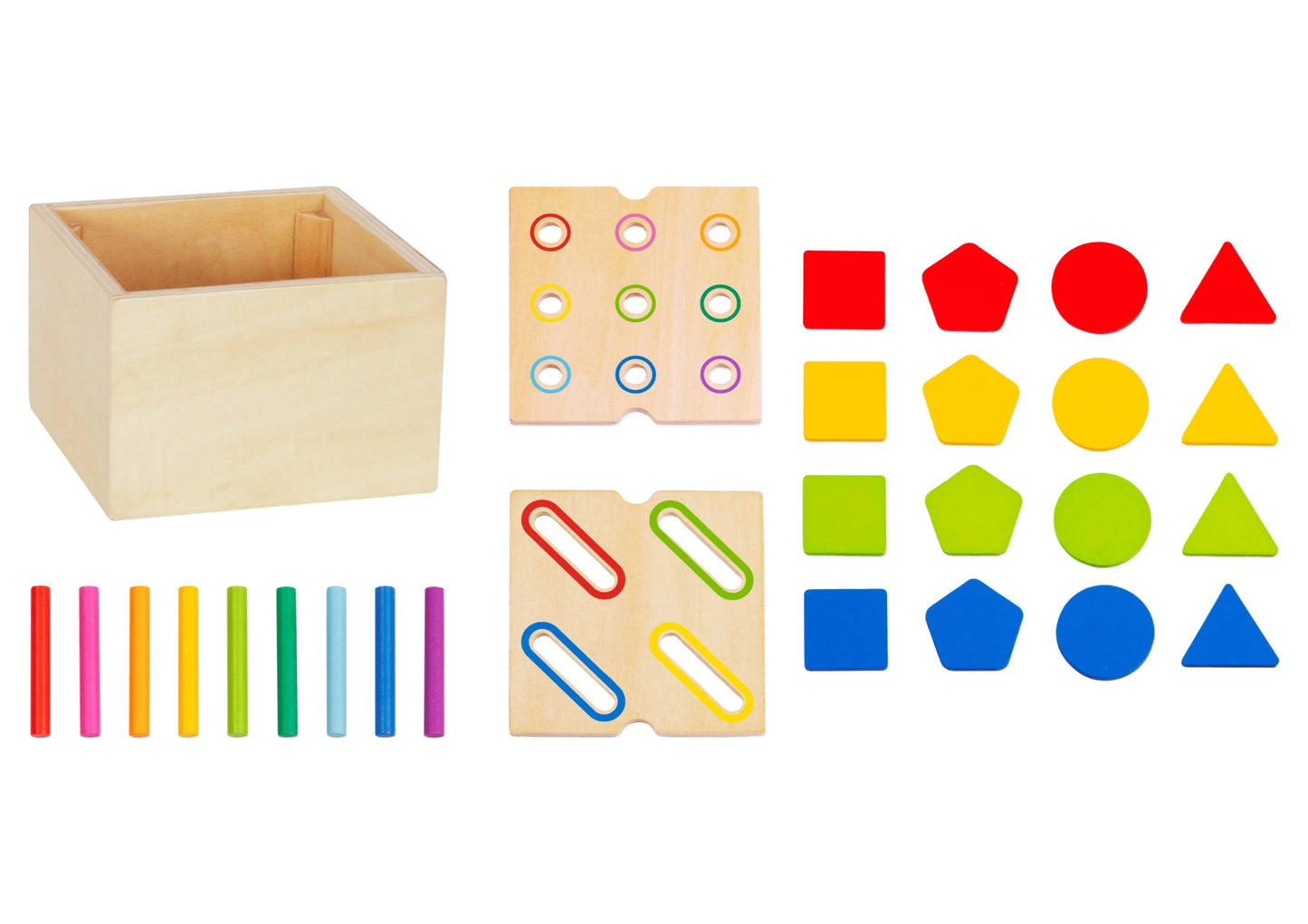 Cutie de sortat Montessori din lemn pentru copii 12 luni+