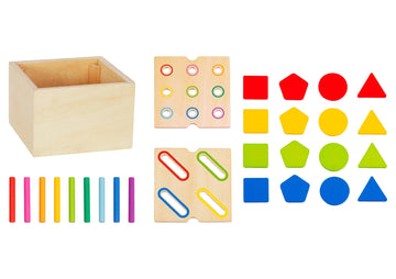 Cutie de sortat Montessori din lemn pentru copii 12 luni+