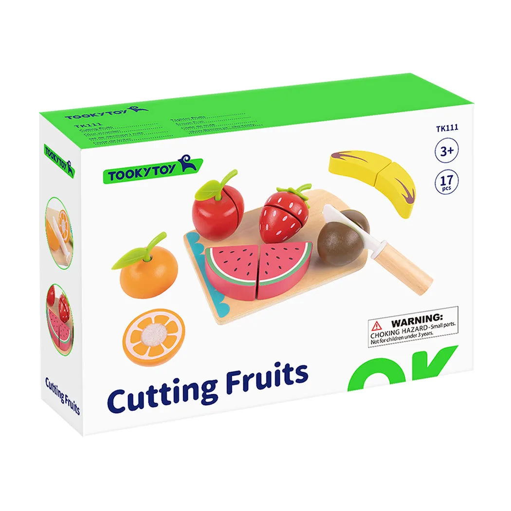Set Montessori cu fructe din lemn pentru dezvoltarea motricității fine
