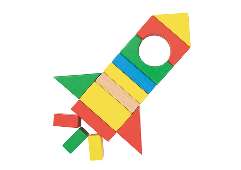 Joc educativ de construcție cu 100 piese din lemn