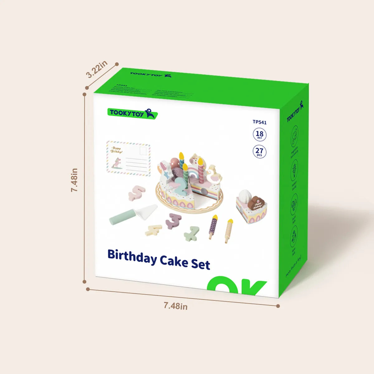 Set tort de jucărie din lemn cu felii detașabile 