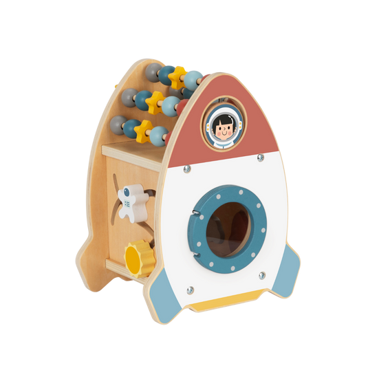 Jucărie educativă din lemn în formă de rachetă pentru copii, BabyRio