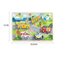 Puzzle Montessori din lemn cu 7 vehicule colorate pentru copii mici