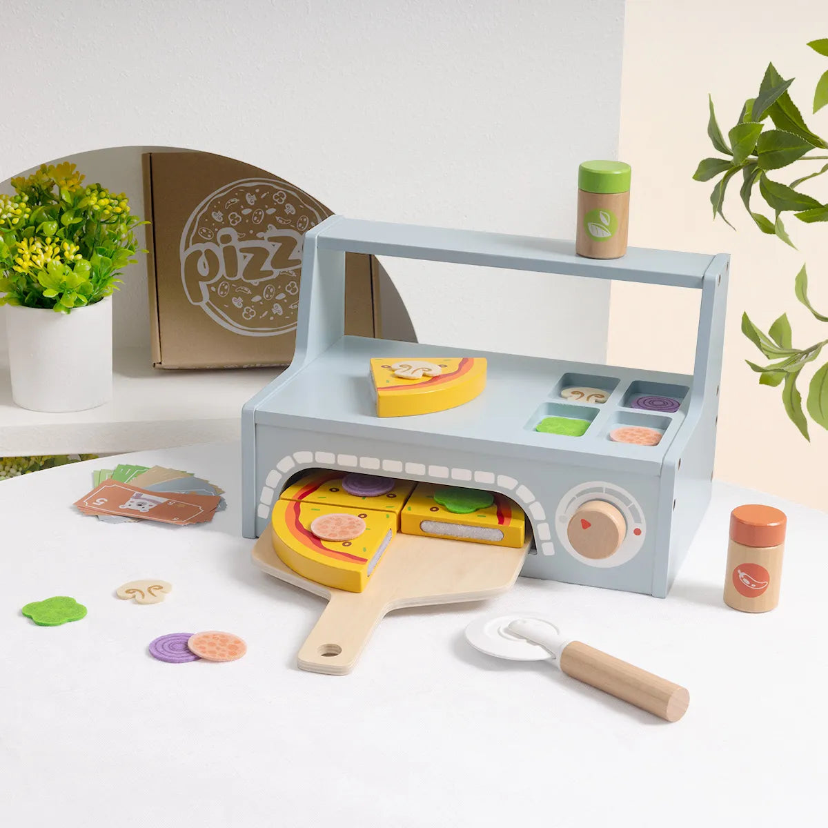 Set pizzerie din lemn pentru jocuri de rol și creativitate