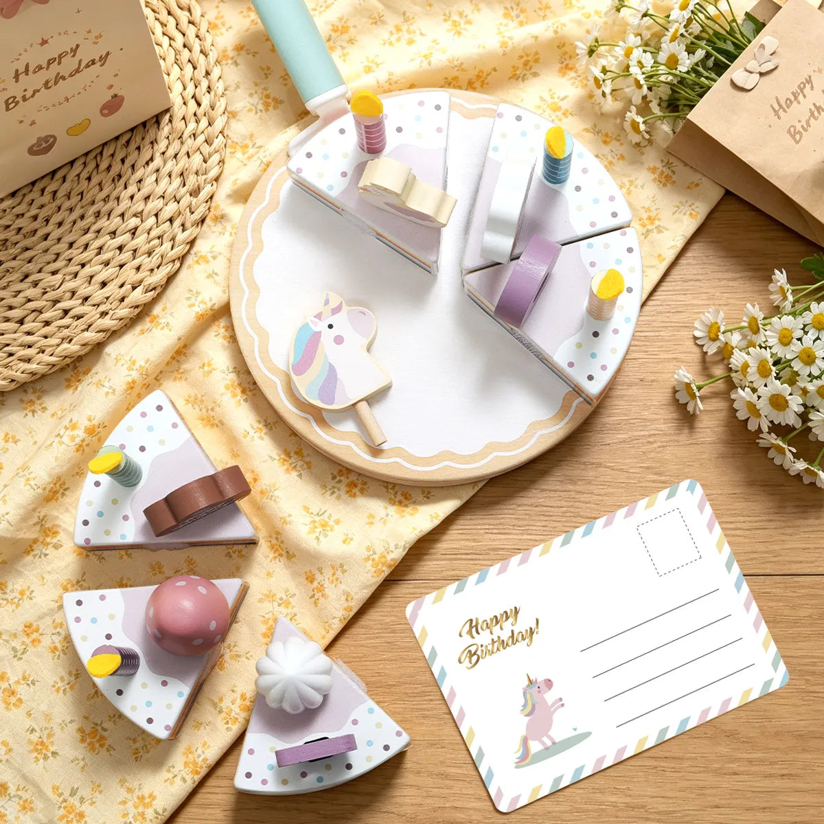 Set tort aniversar copii cu cifre și lumânări decorative