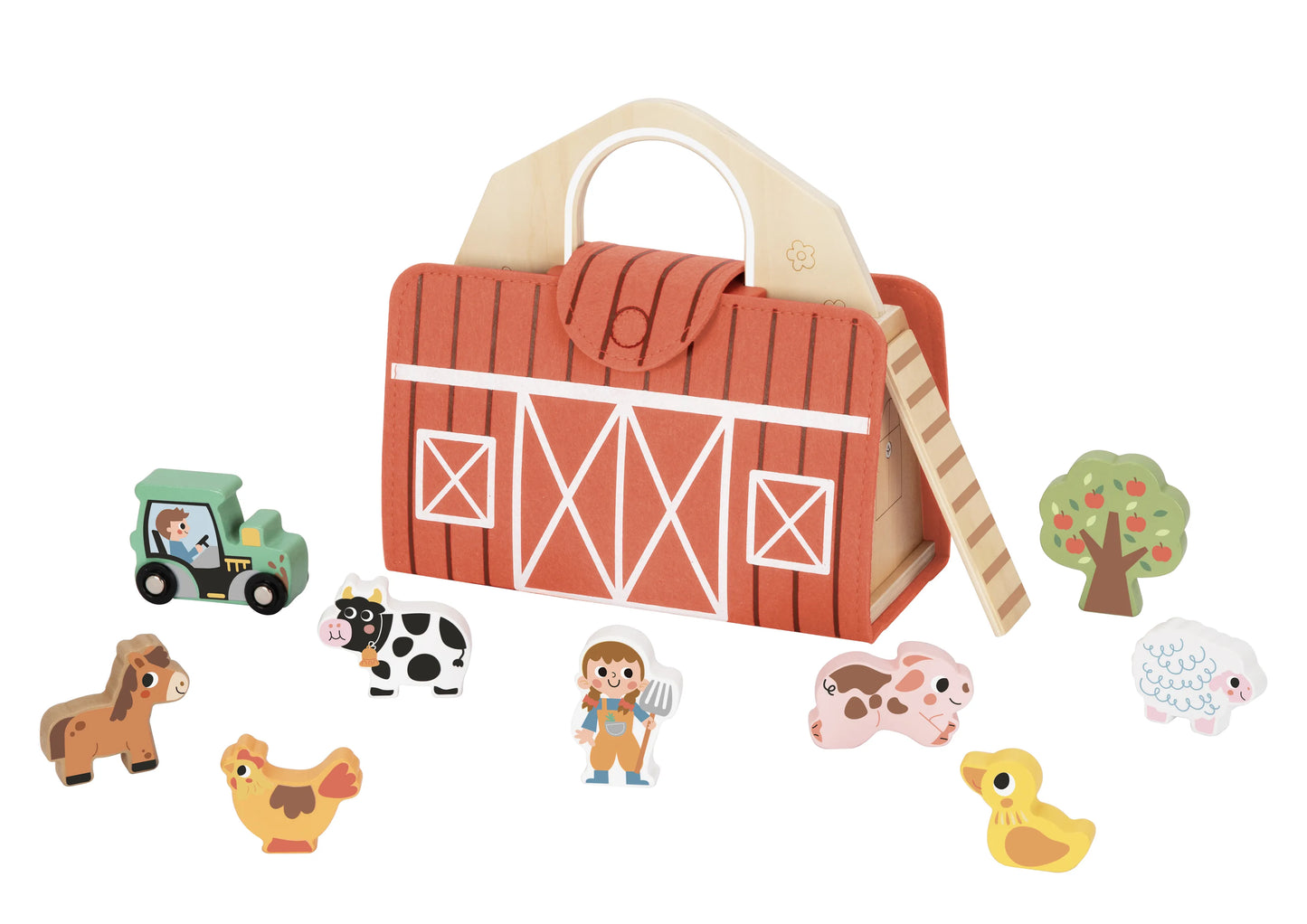 Tractor din lemn pentru joacă și activități educative Montessori