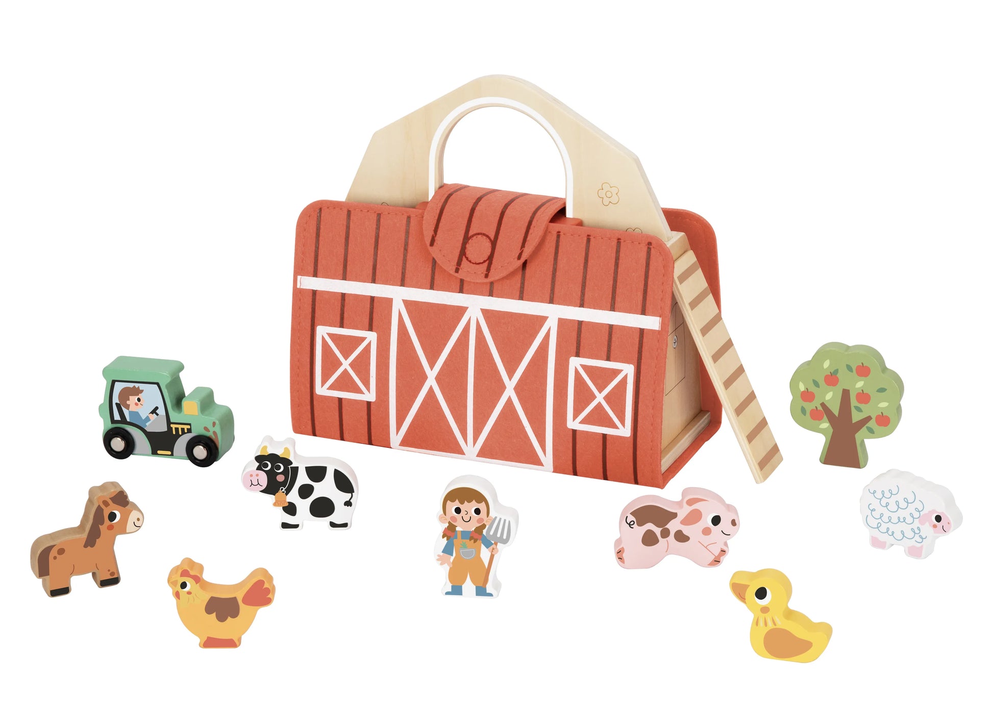 Tractor din lemn pentru joacă și activități educative Montessori